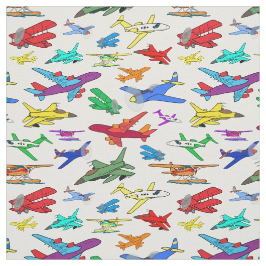 Colorful Airplanes Pattern Stof (Swatch)