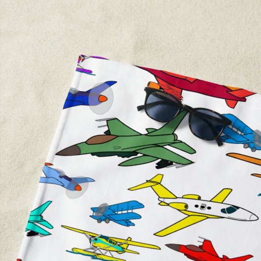 Colorful Airplanes Pattern Strandlaken (In situ)