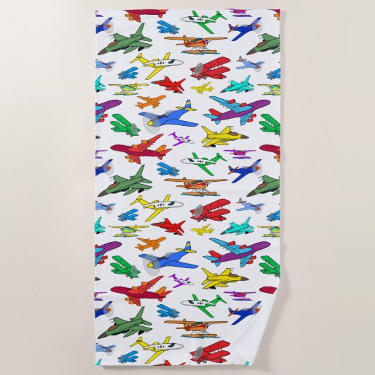 Colorful Airplanes Pattern Strandlaken (Voorkant)