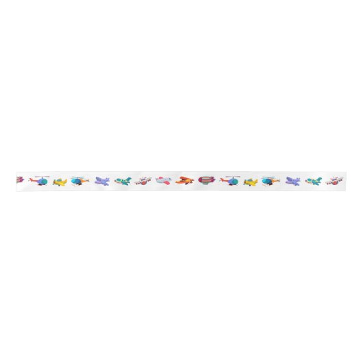 Colorful Airplanes Satin Ribbon Satijnen Lint (Voorkant)