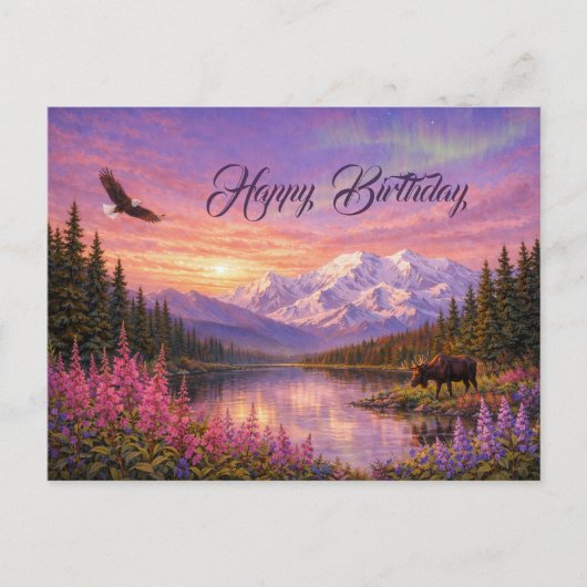 Colorful Alaska Landscape Birthday Briefkaart (Voorkant)