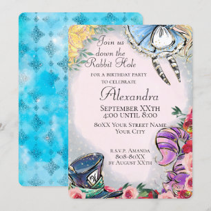 Colorful Alice in Wonderland Fairy Tale Theme Kaart