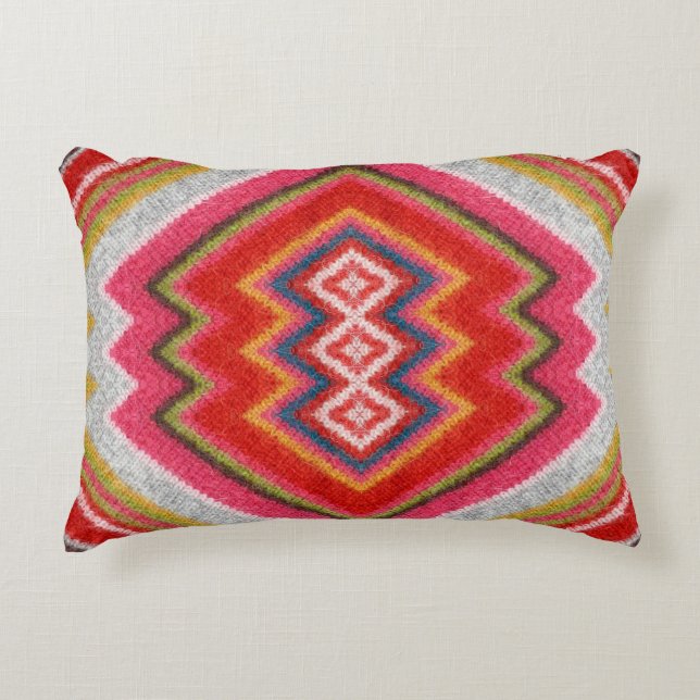 Colorful alpaca mohair sweater ornament closeup. accent kussen (Voorkant)