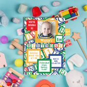Colorful Alphabet Blocks Photo First Birthday Kaart