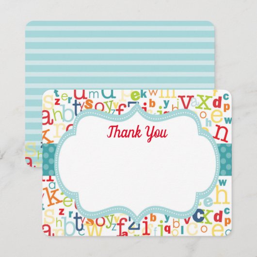 Colorful Alphabet Dank u Bedankkaart (Voorkant / Achterkant)