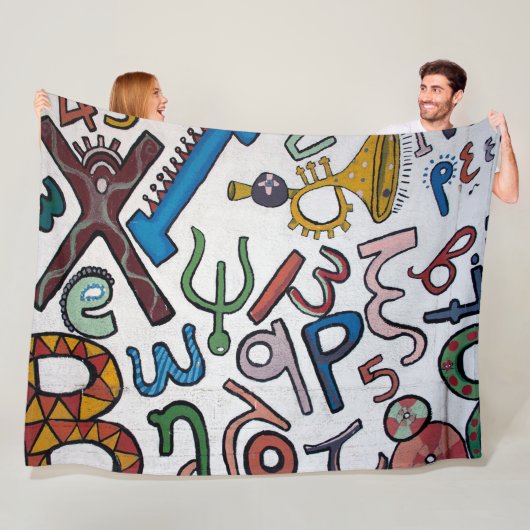 Colorful Alphabet Fleece Blanket (In situ)