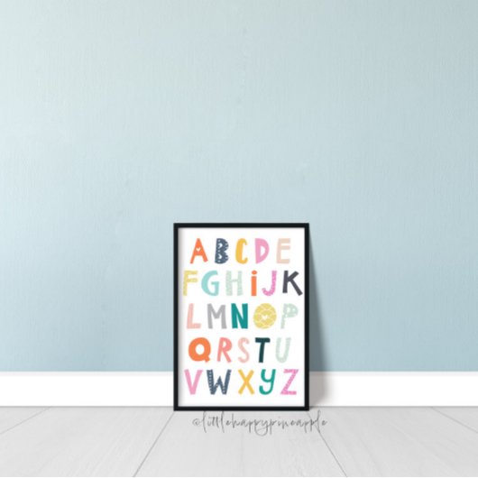 Colorful Alphabet Kinder Room Decor Poster
