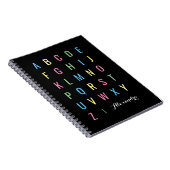 Colorful Alphabet op Black | Gepersonaliseerd Notitieboek (Rechterzijde)