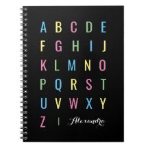 Colorful Alphabet op Black | Gepersonaliseerd