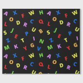 Colorful Alphabet op zwarte achtergrond Cadeaupapier (Vlak)