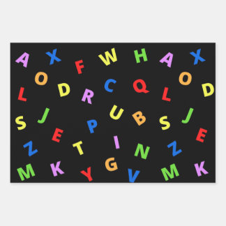 Colorful Alphabet op zwarte achtergrond Inpakpapier Vel