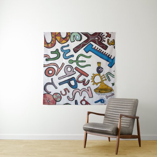 Colorful Alphabet Tapestry Wandkleed (In Situ (horizontaal))