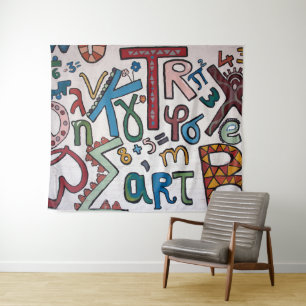 Colorful Alphabet Tapestry Wandkleed
