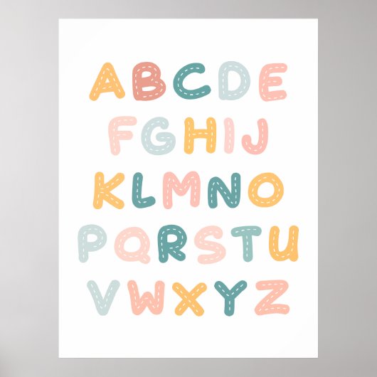 Colorful Alphabets Cute Nursery Poster (Voorkant)