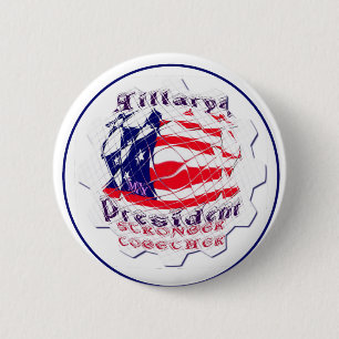 Colorful American Flag Colors Hillary for USA Pres Ronde Button 5,7 Cm