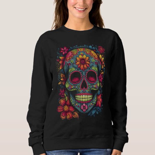 Colorful and Beautiful Sugar Skull Trui (Voorkant)