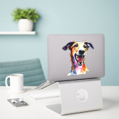 Colorful and Cute Greyhound Artwork Sticker (Laptop op bureau)