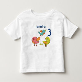 Colorful and Cute Whimsical Birds Trio Birthday Kinder Shirts