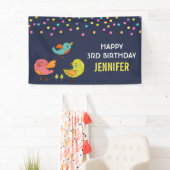 Colorful and Cute Whimsical Birds Trio Birthday Spandoek (Insitu)