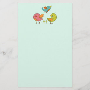 Colorful and Cute Whimsical Birds Trio Briefpapier