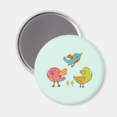 Colorful and Cute Whimsical Birds Trio Magneet (Voorkant / Achterkant)