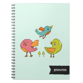 Colorful and Cute Whimsical Birds Trio Notitieboek