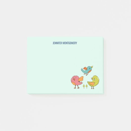Colorful and Cute Whimsical Birds Trio Post-it® Notes (Voorkant)