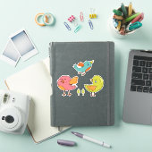 Colorful and Cute Whimsical Birds Trio Sticker (iPad Cover)