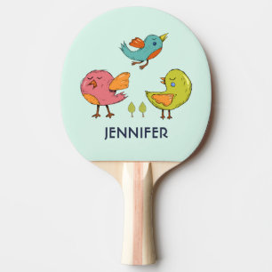 Colorful and Cute Whimsical Birds Trio Tafeltennisbatje