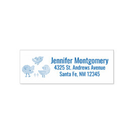 Colorful and Cute Whimsical Birds Trio Zelfinktende Stempel