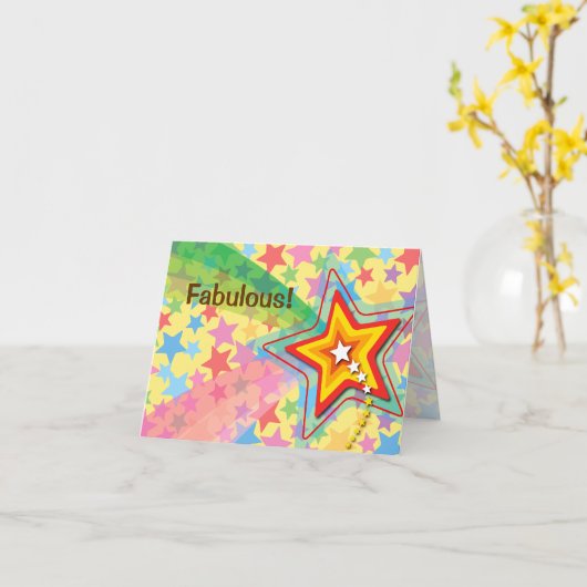 Colorful and Fun Superstar Rainbow feliciteert Kaart (Gele Bloem)
