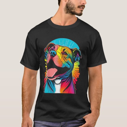 Colorful and Joyful American Pit Bull Terrier T-shirt (Voorkant)