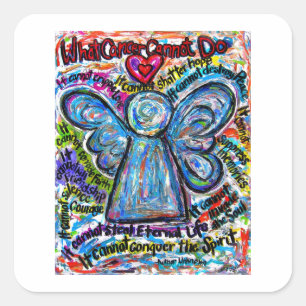 Colorful Angel Wat kanker kan niet doen met gedich Vierkante Sticker