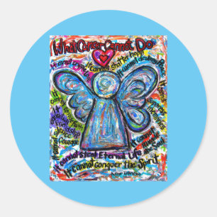 Colorful Angel Wat kanker niet kan doen Decale ged Ronde Sticker
