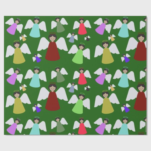 Colorful Angels Pattern Kerstmis Cadeaupapier (Vlak)