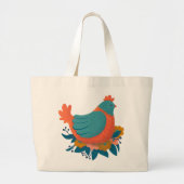 Colorful Angry Chicken Grote Tote Bag (Voorkant)