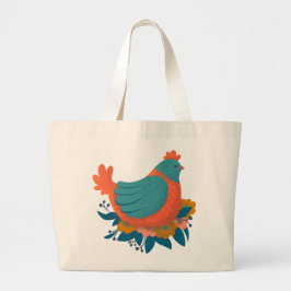 Colorful Angry Chicken Grote Tote Bag