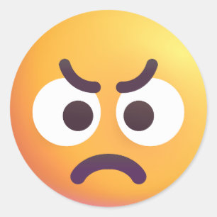 Colorful Angry Face Cute en Fun Emoji Ronde Sticker