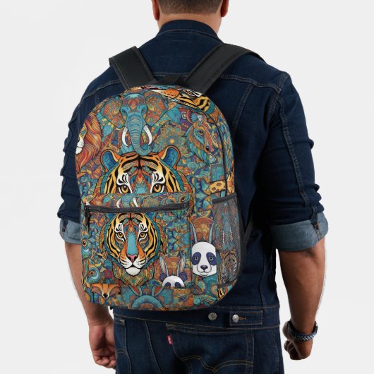 Colorful Animal Mandala Backpack – Boho Animal  Bedrukte Rugzak (Insitu (model))
