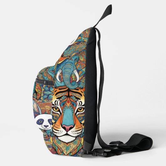Colorful Animal Mandala – Boho Animal  Sling Bag (Rechts)
