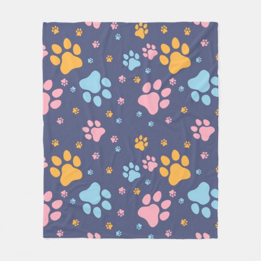 Colorful Animal Paw Prints Pattern Fleece Deken (Voorkant)