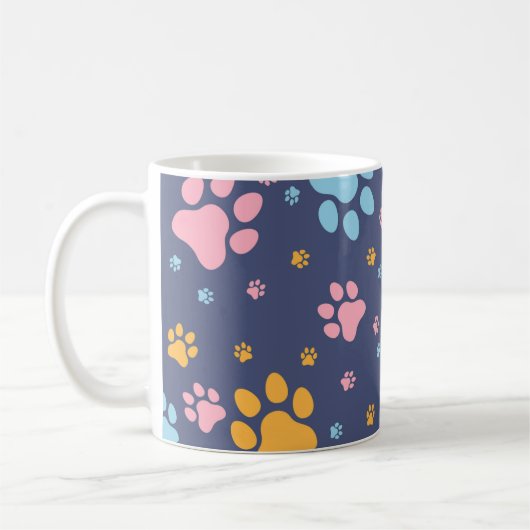 Colorful Animal Paw Prints Pattern Koffiemok (Links)