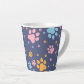 Colorful Animal Paw Prints Pattern Latte Mok (Rechterhoek)