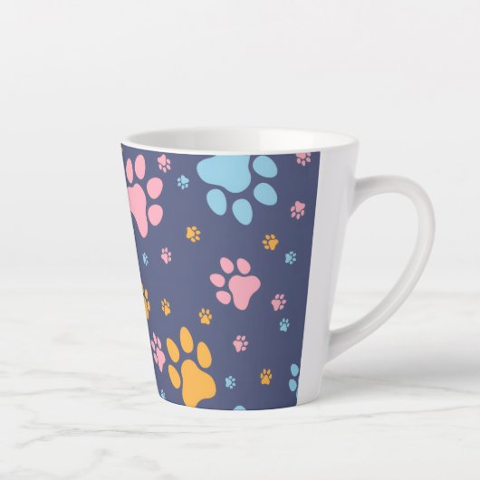 Colorful Animal Paw Prints Pattern Latte Mok (Rechts)