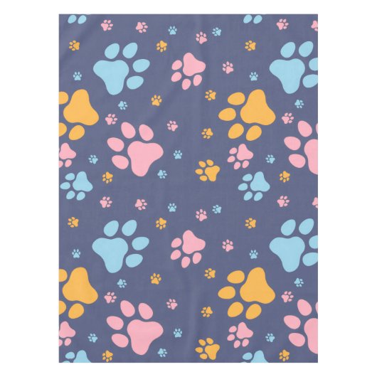 Colorful Animal Paw Prints Pattern Tafelkleed (Voorkant)