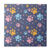 Colorful Animal Paw Prints Pattern Tegeltje (Voorkant)