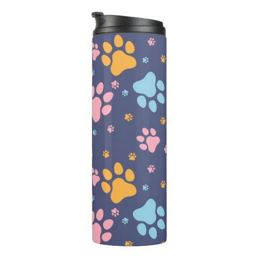 Colorful Animal Paw Prints Pattern Thermosbeker (Geroteerd rechts)