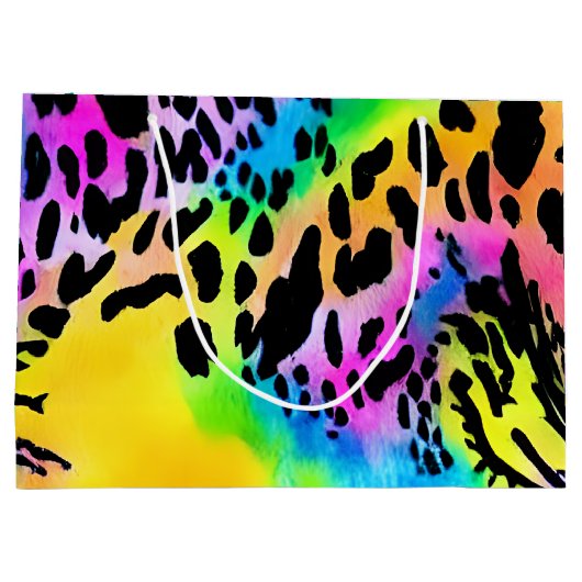 Colorful Animal Print Patroon Groot Cadeauzakje (Achterkant)