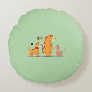 Colorful Animal Print Throw Pillow Rond Kussen