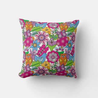 Colorful animals and flowers vintage seamless patt kussen